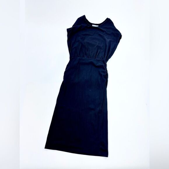 Athleta cinch black stretch drop waist mid length dress M - Picture 2 of 10